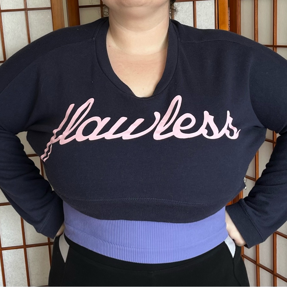 Women's Navy and Pink Cropped Sweater